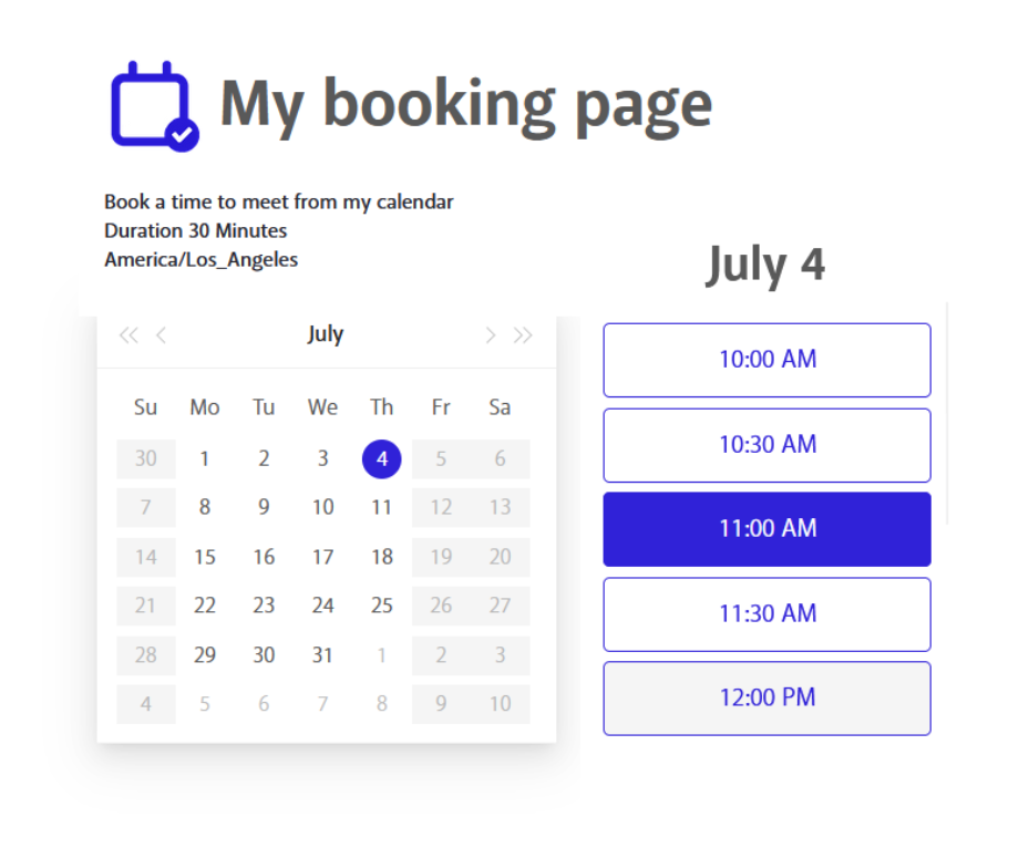 booking page